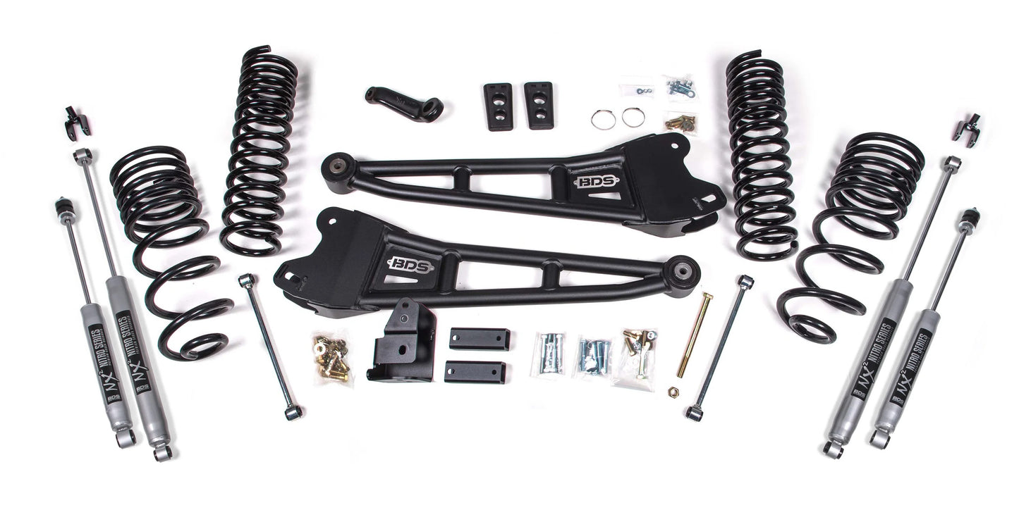 BDS 2014-2018 RAM 2500 4WD,GAS,4" RADIUS ARM LIFT KIT,SPRINGS,NITRO SHOCKS