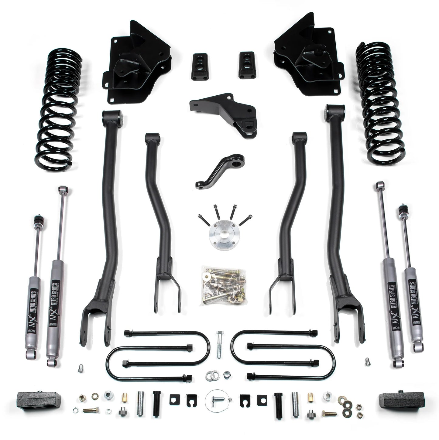 BDS 2013-2018 RAM 3500 4WD,DIESEL,4" 4-LINK LIFT,2" REAR BLOCK,NITRO SHOCKS