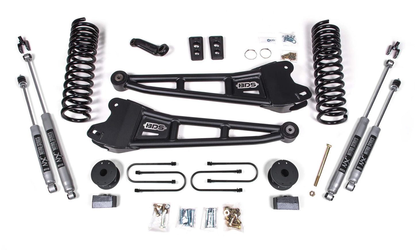 BDS 2013-2018 RAM 3500 4WD,DIESEL,AIR RIDE,4" RADIUS LIFT,BLOCK,NITRO SHOCKS
