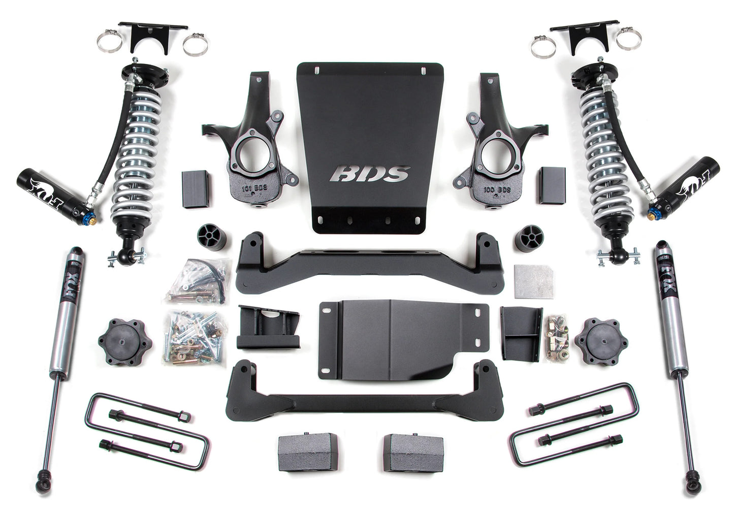 BDS 2007-2013 CHEVY,GMC 1500 4WD 4" LIFT BLOCK KIT WITH FOX 2.5 COILOVERS