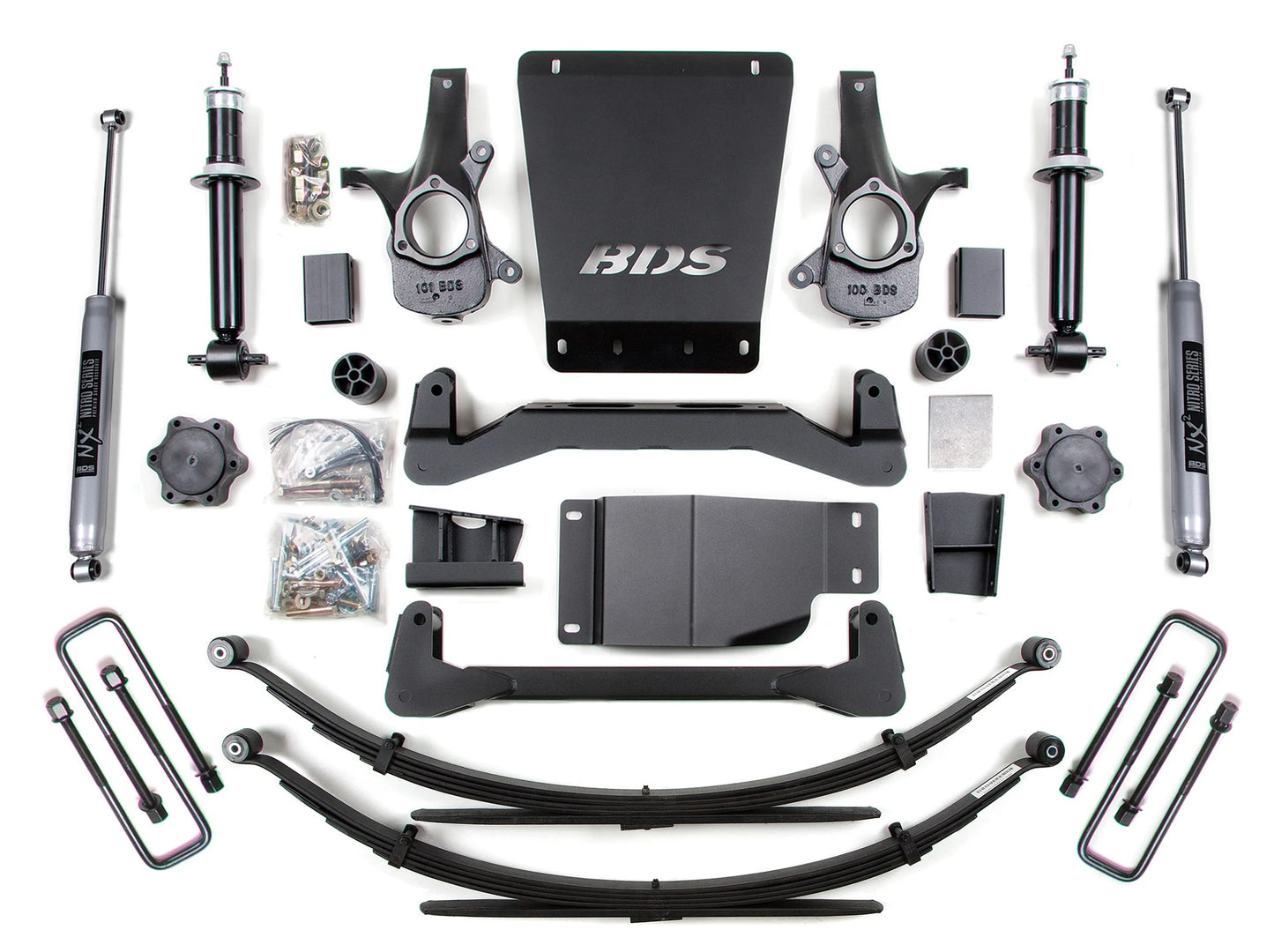 BDS 2007-2013 CHEVY,GMC 1500 4WD 4" LIFT LEAF SPRING KIT WITH NITRO SHOCKS