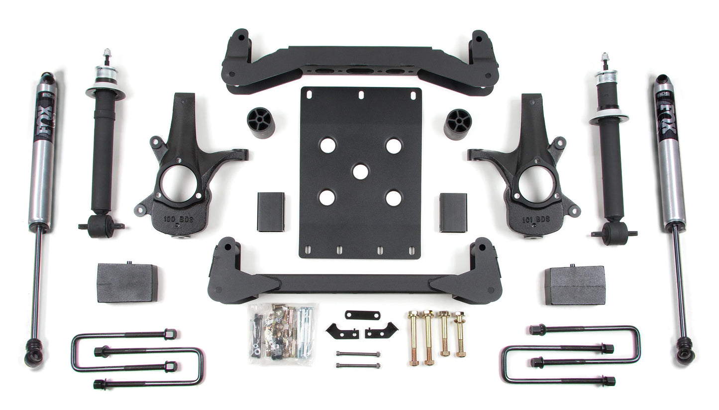 BDS 2007-2013 CHEVY,GMC 1500 2WD 4" LIFT BLOCK KIT WITH FOX SHOCKS