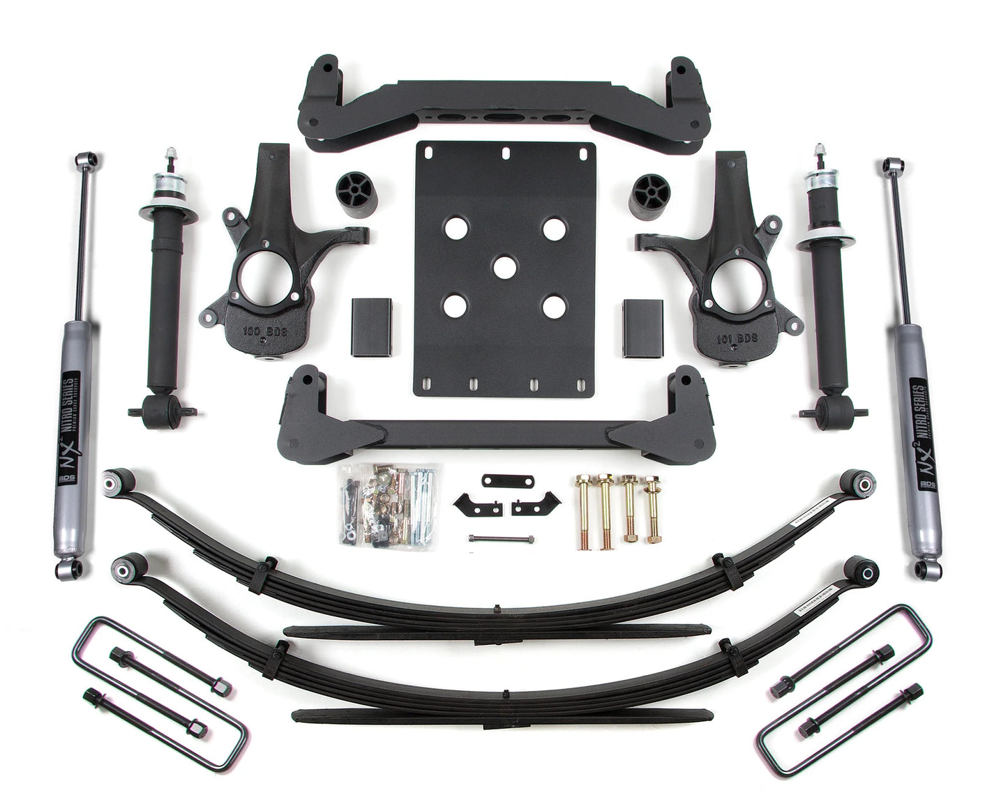 BDS 2007-2013 CHEVY,GMC 1500 2WD 4" LIFT LEAF SPRING KIT WITH NITRO SHOCKS