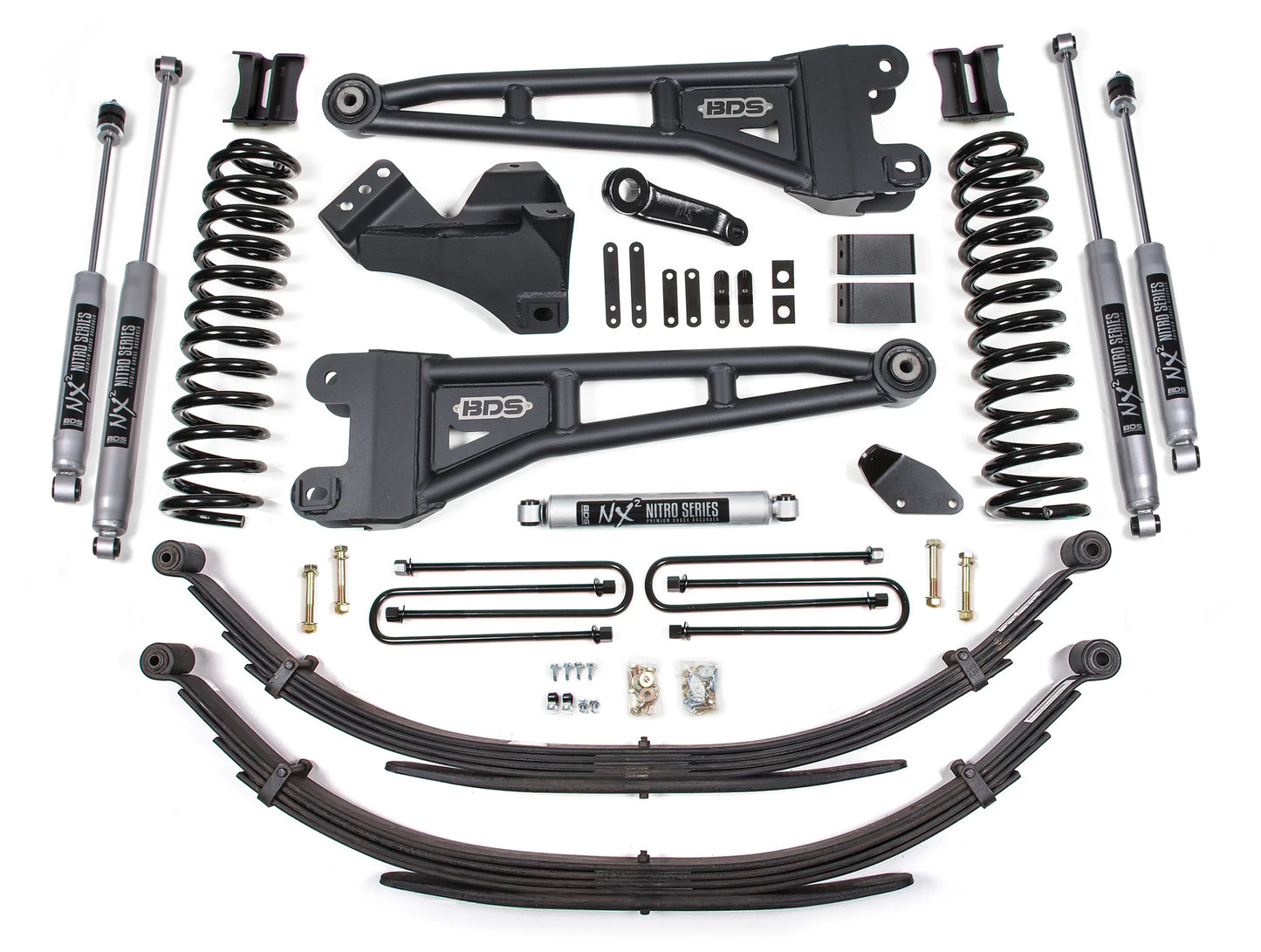 BDS 2005-2007 FORD F250,F350 4WD,DIESEL,4" RADIUS LIFT,LEAFS,NITRO SHOCKS