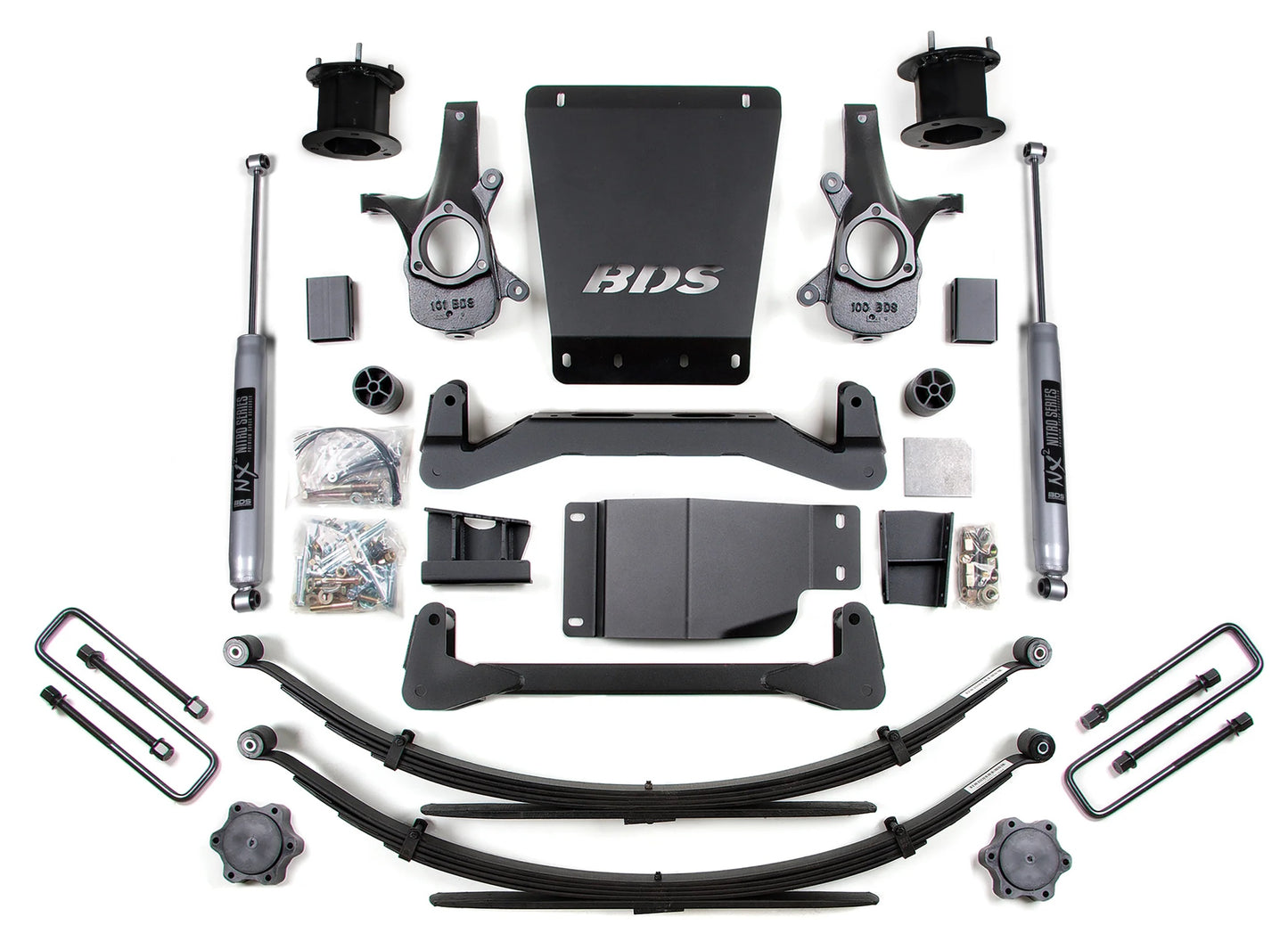 BDS 2007-2013 CHEVY,GMC 1500 4WD 4.5" LIFT LEAF SPRING KIT WITH NITRO SHOCKS