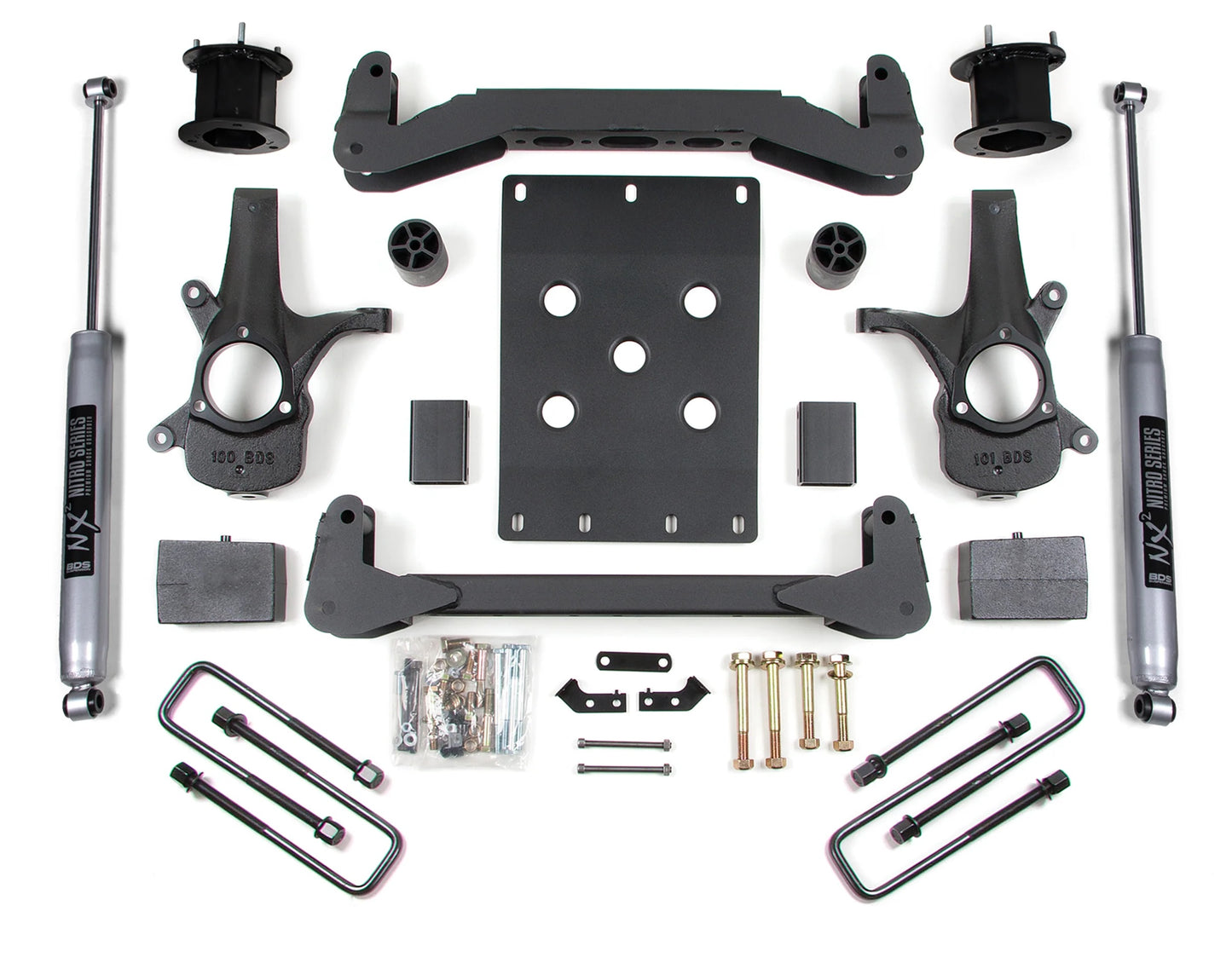 BDS 2007-2013 CHEVY,GMC 1500 2WD 4" LIFT BLOCK KIT WITH NITRO SHOCKS