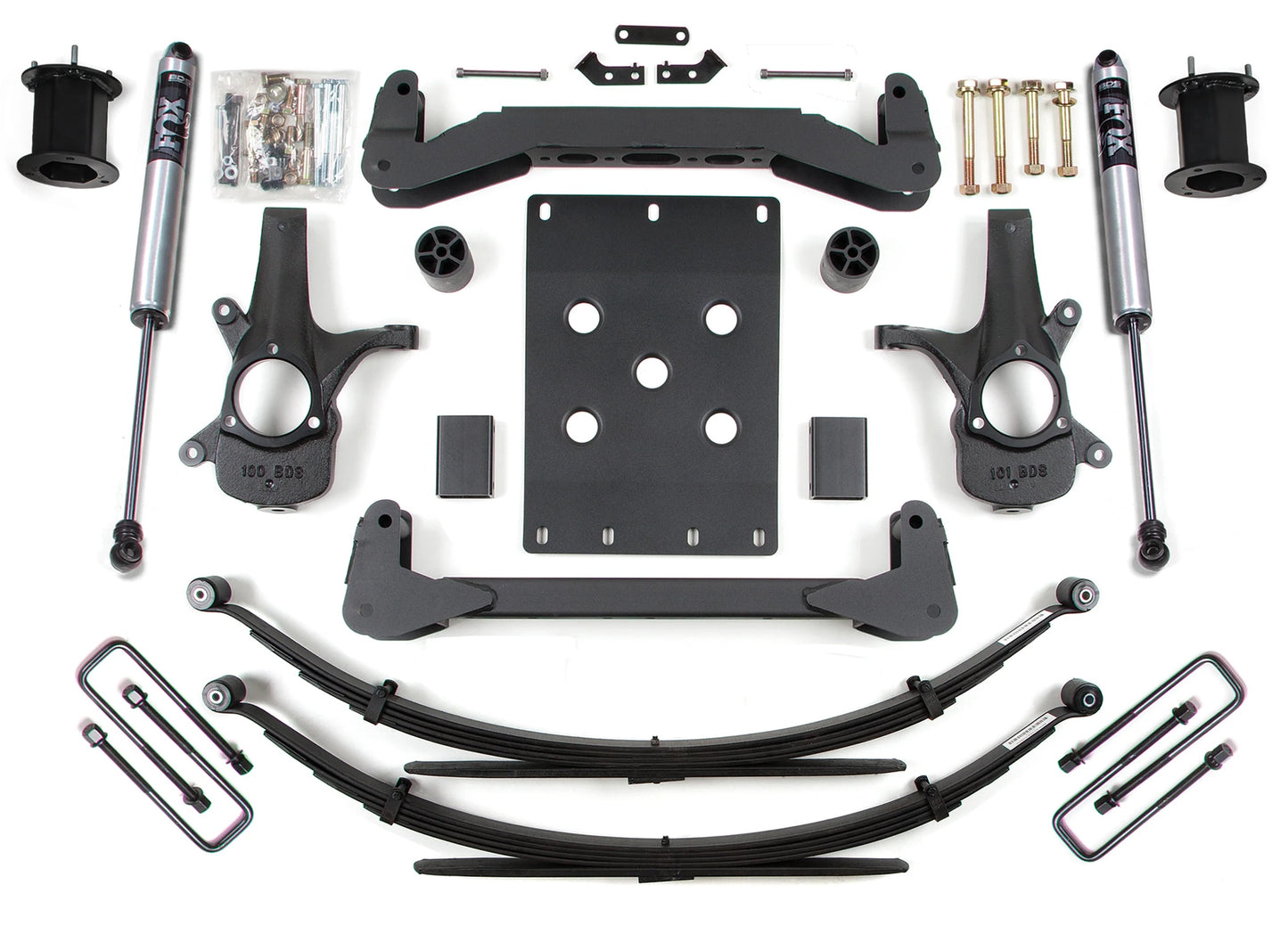 BDS 2007-2013 CHEVY,GMC 1500 2WD 4" LIFT LEAF SPRING KIT WITH FOX SHOCKS