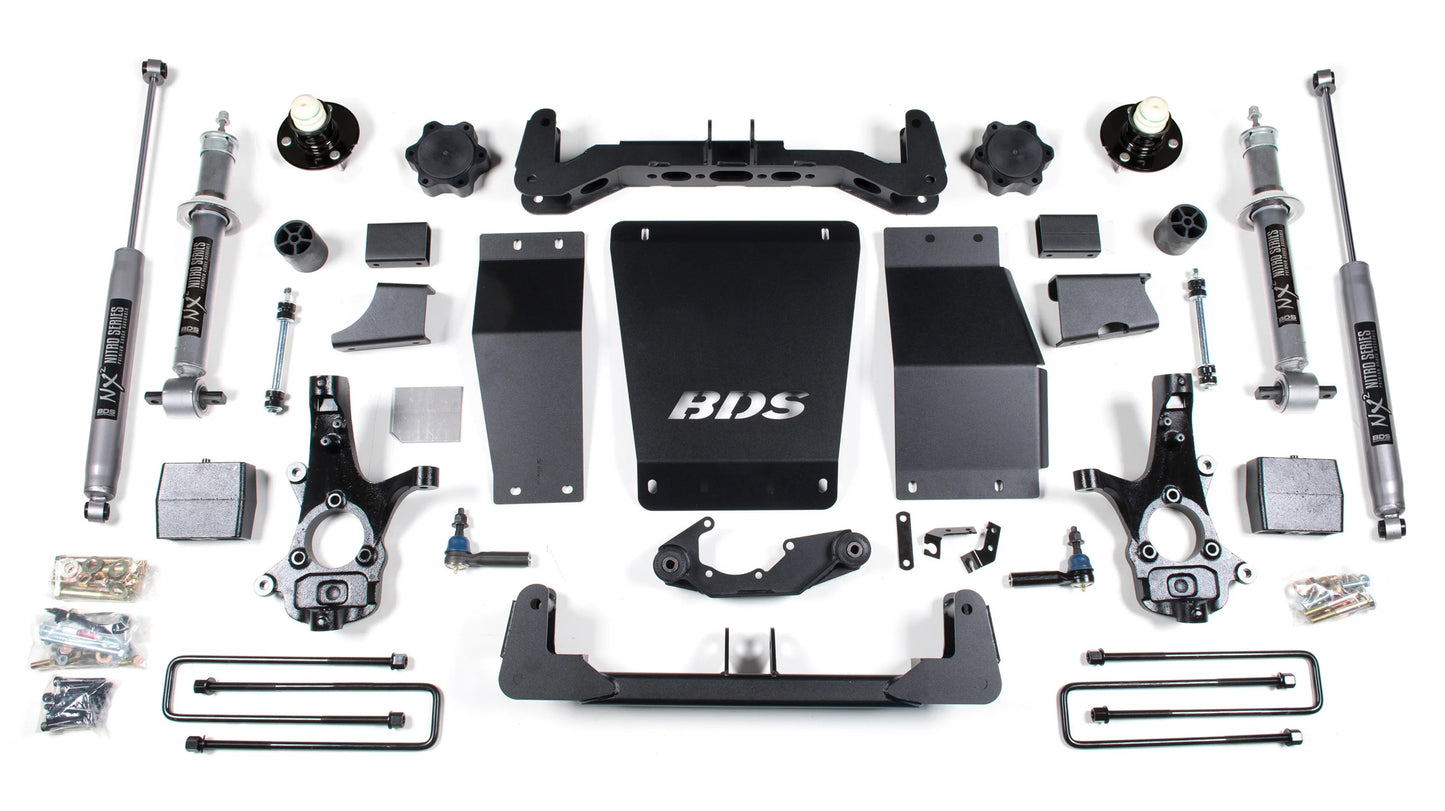 BDS 2014-2018 CHEVY,GMC 1500 4WD CAST STEEL ARMS,6" LIFT BLOCK KIT,NITRO SHOCKS