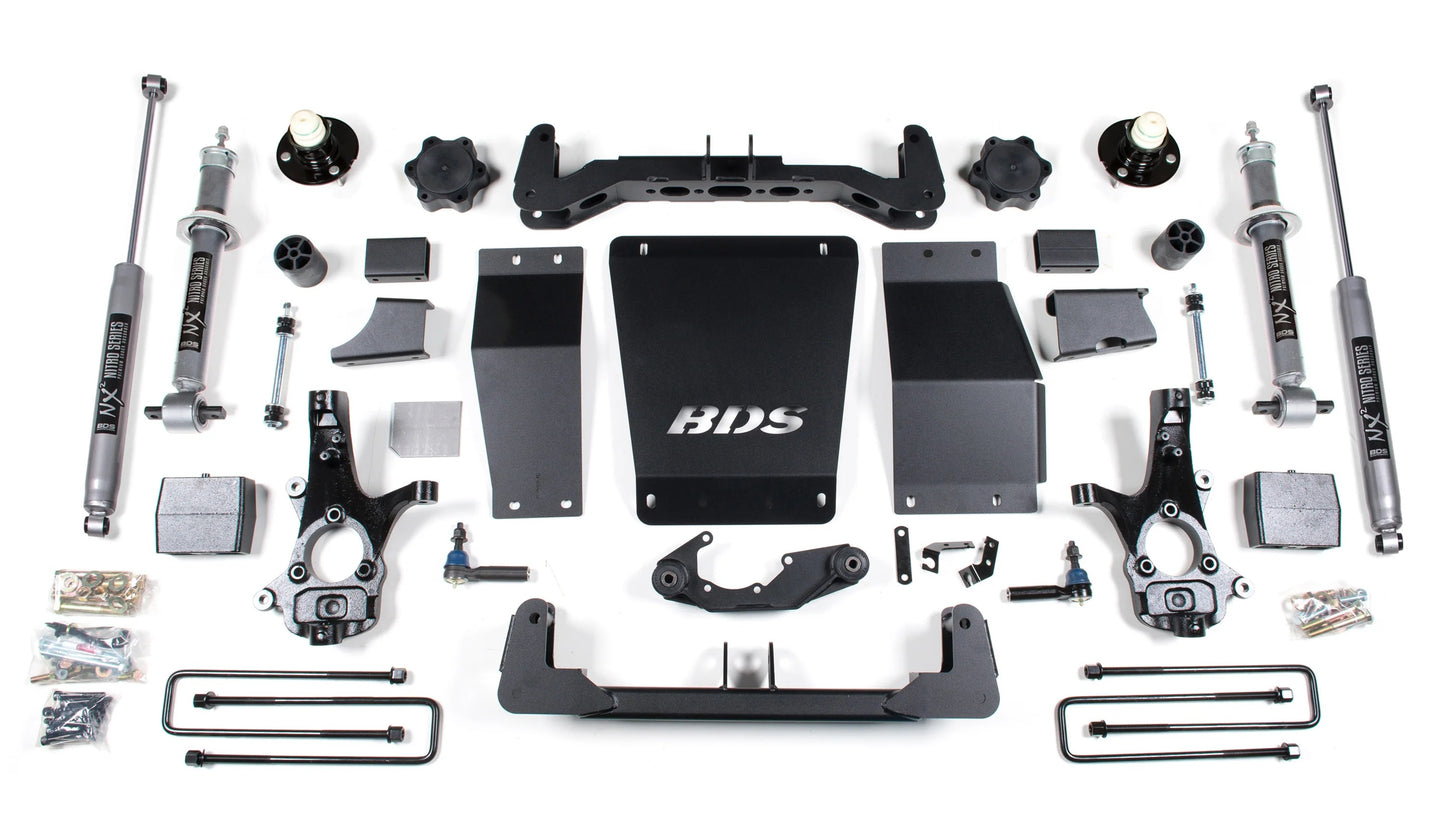 BDS 2014-2018 CHEVY,GMC 1500 4WD STAMP/ALUM ARMS,6" LIFT BLOCK KIT,NITRO SHOCKS
