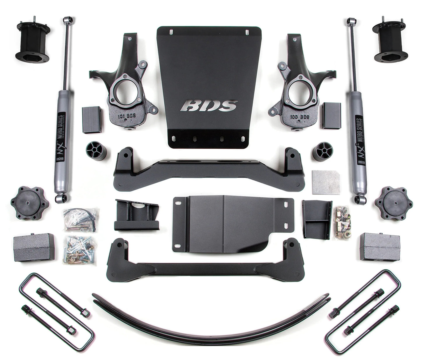 BDS 2007-2013 CHEVY,GMC 1500 4WD 6" LIFT BLOCK KIT WITH NITRO SHOCKS
