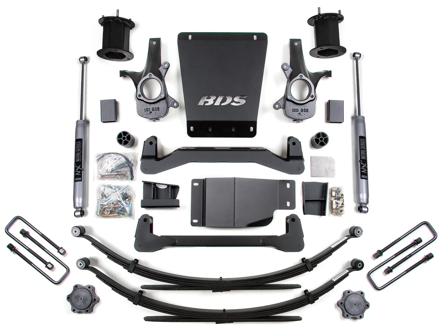 BDS 2007-2013 CHEVY,GMC 1500 4WD 6" LIFT LEAF SPRING KIT WITH NITRO SHOCKS