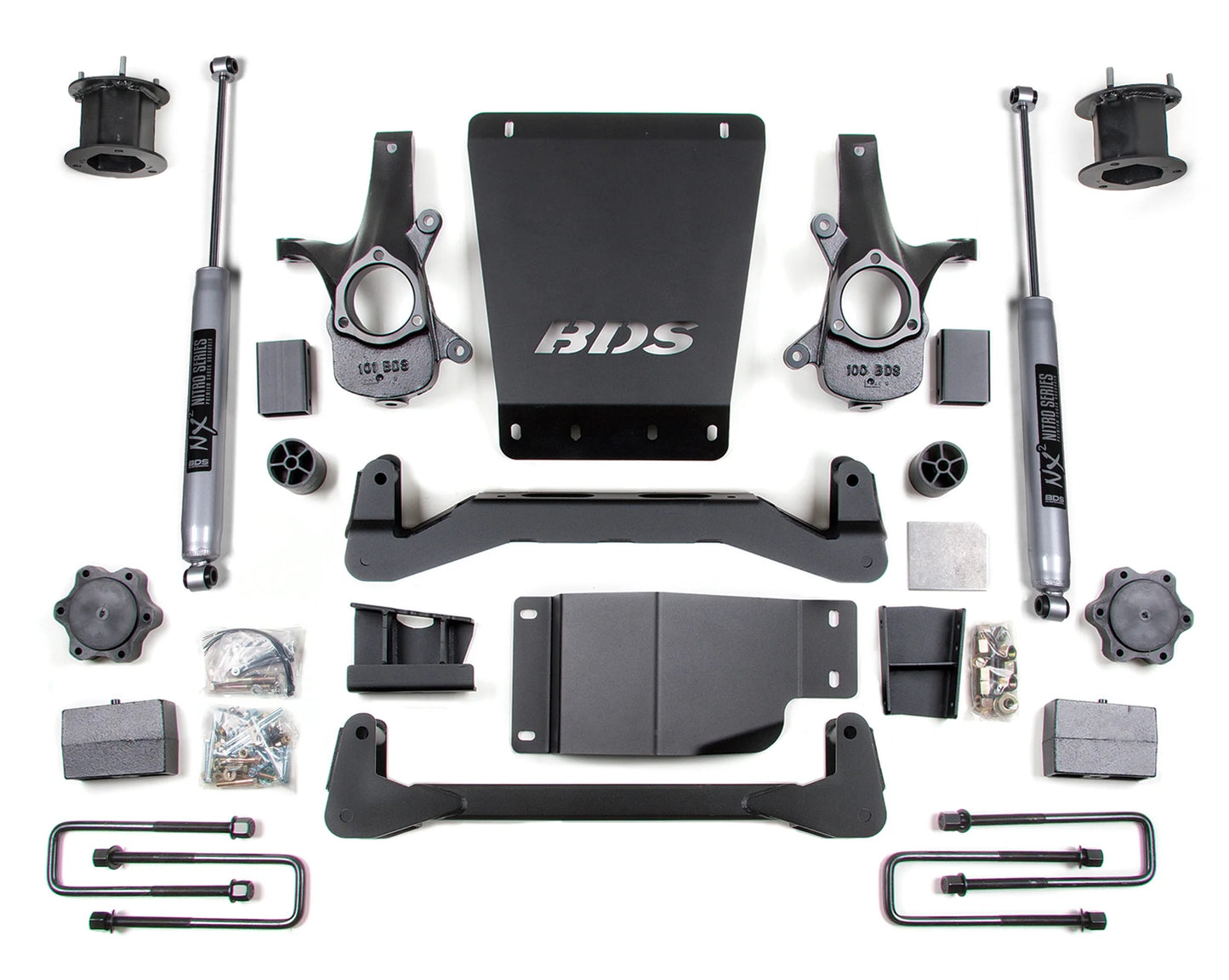 BDS 2007-2013 CHEVY,GMC 1500 4WD 4.5" LIFT BLOCK KIT WITH NITRO SHOCKS