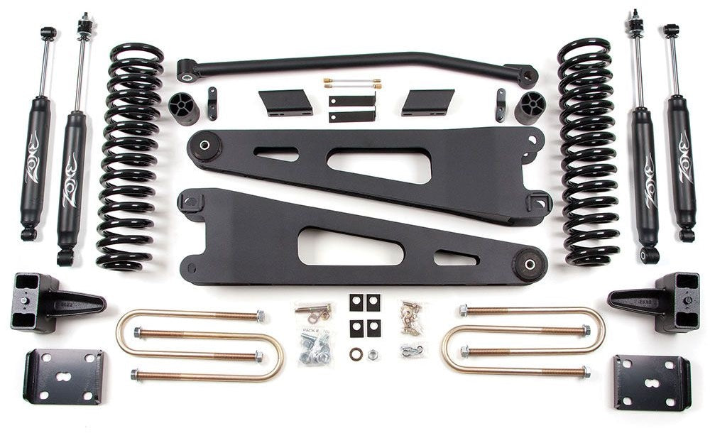 ZONE 2011-2016 F250/350 GAS 4WD W/O OVERLOAD 4" RADIUS ARM LIFT,NITRO SHOCKS