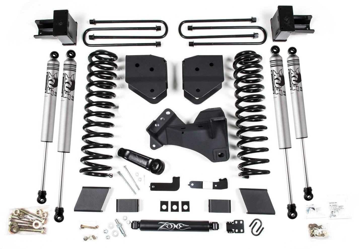 ZONE 2017-2019 F250,F350 4WD DIESEL 2-LEAF,4" LIFT KIT WITH FOX SHOCKS
