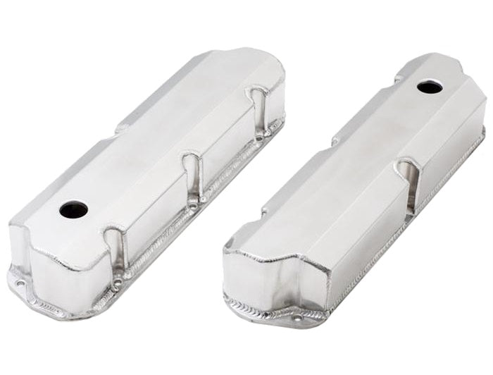 VALVE COVERS,FABRICATED,SBF,TALL,WITH HOLE,POLISHED