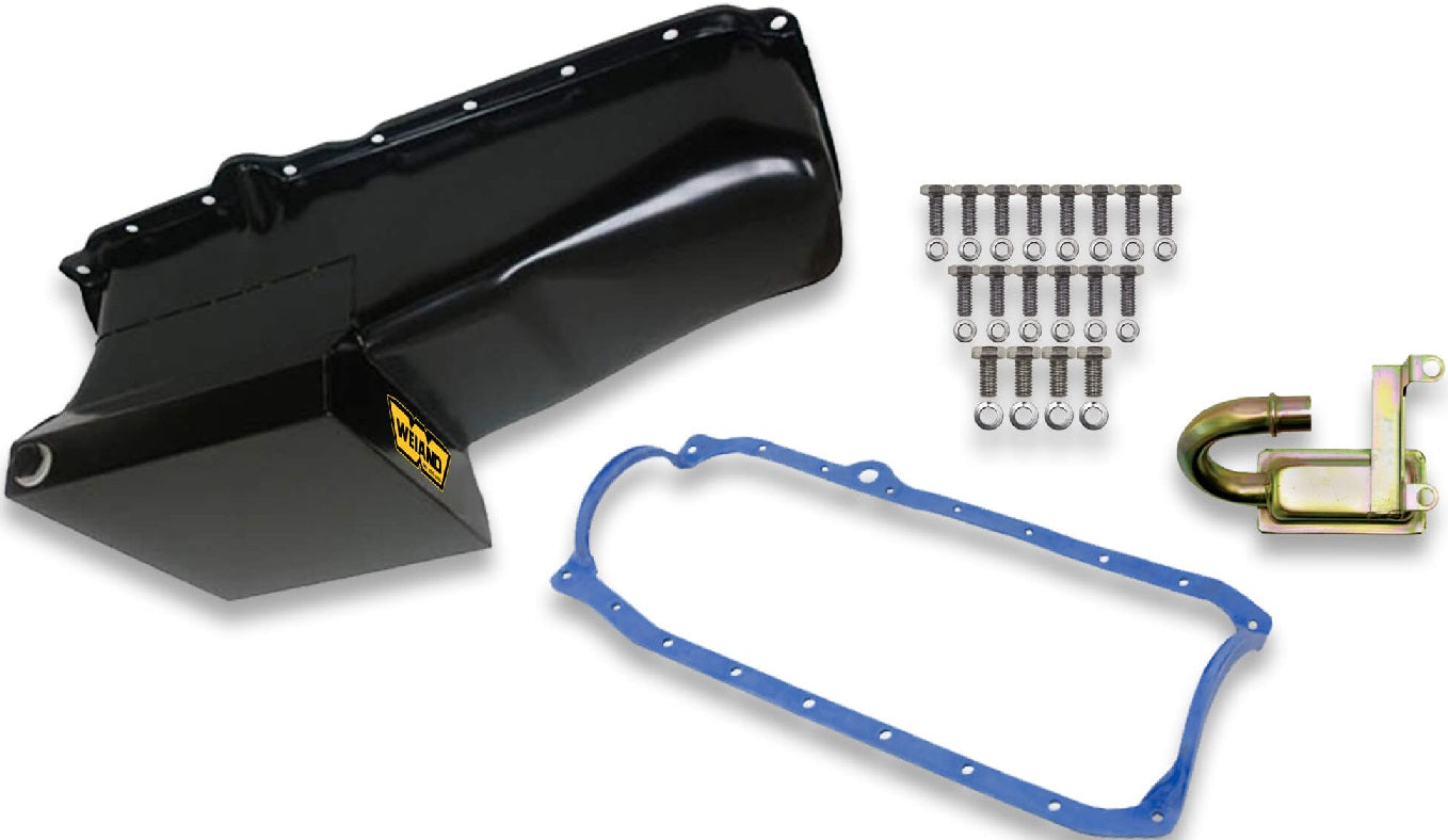 OIL PAN KIT,SBC,86-02,DRAG,BLACK,8 1/8"