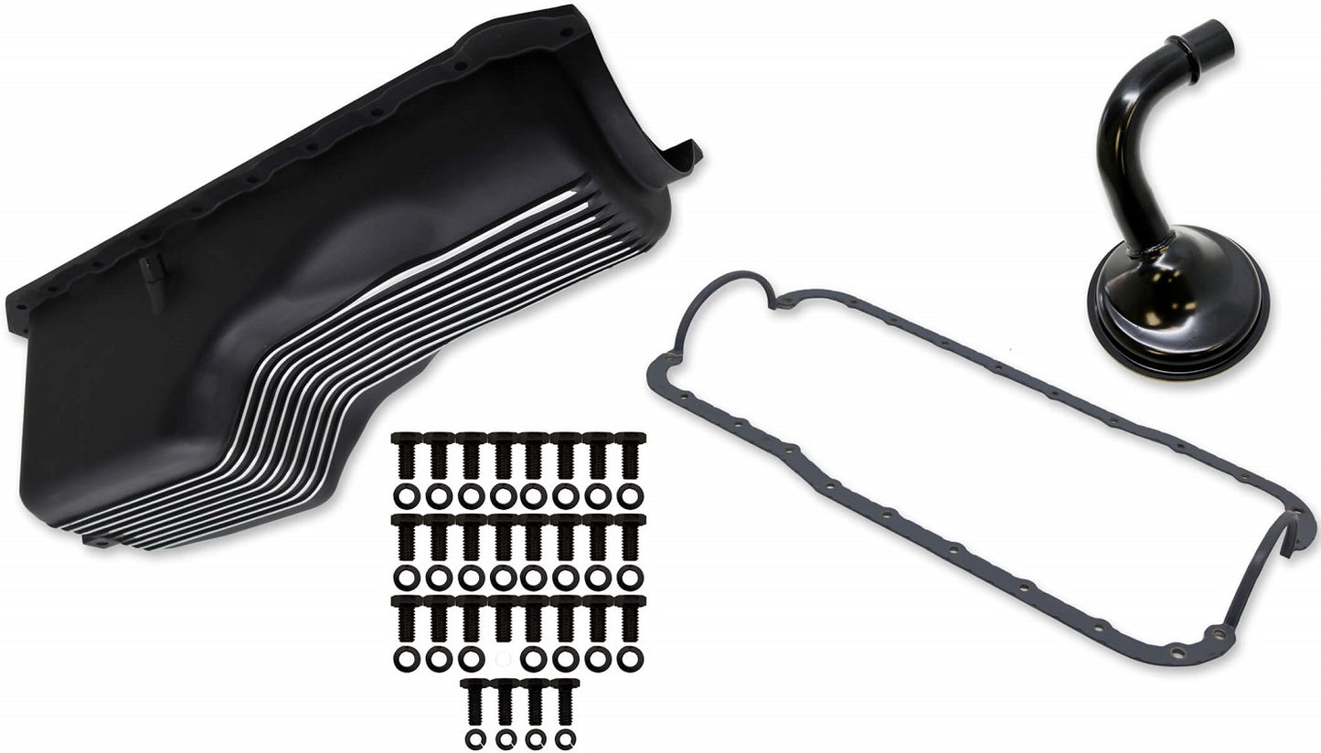 OIL PAN KIT,ALUM,BBC,65-90,BLACK