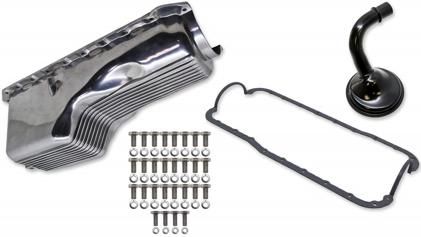 OIL PAN KIT,ALUM,BBC,65-90,POLISHED