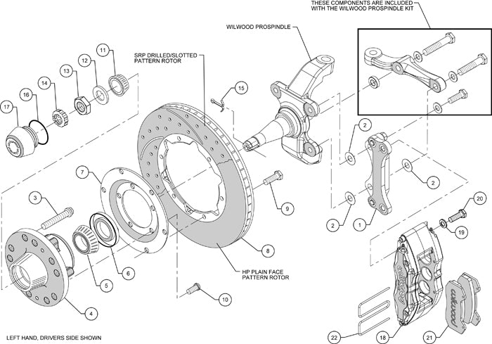 WWE PRO SPINDLE KIT,FRONT,DP6,12",DRILLED