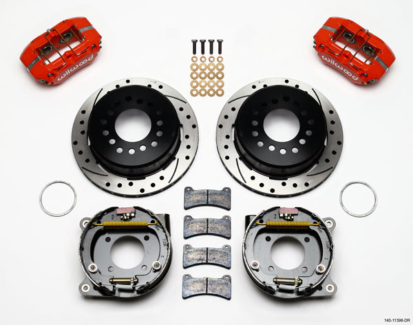 COILOVER & 4-LINK SYSTEM,WILWOOD 11" DRILLED BRAKES,RED CALIPERS,62-67 CHEVY II