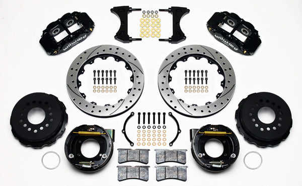 COILOVER & 4-LINK SYSTEM,WILWOOD 13" DRILLED BRAKES,BLACK,62-67 CHEVY II