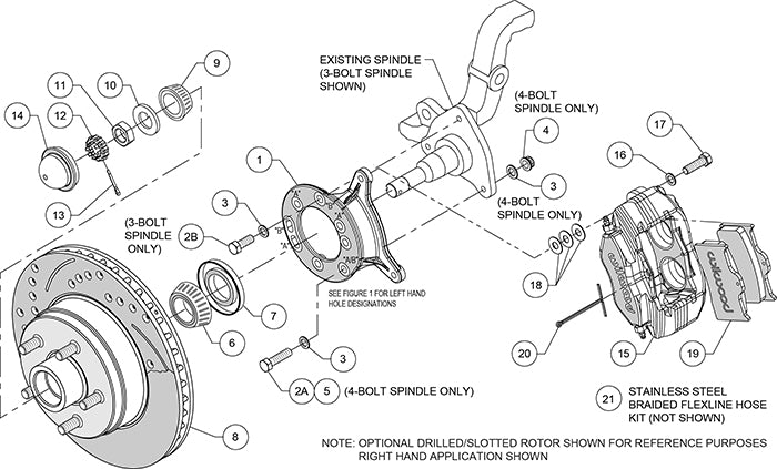 65-69 FORD MUSTANG KIT,FRONT,11.30" DRILLED ROTORS,RED CALIPERS