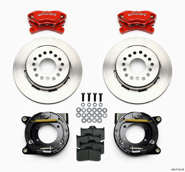 67-69 GM F FULL DISC BRAKE KIT,STOCK SPINDLES,ARMS,6 PIS. FRONT,12" ROTORS,RED
