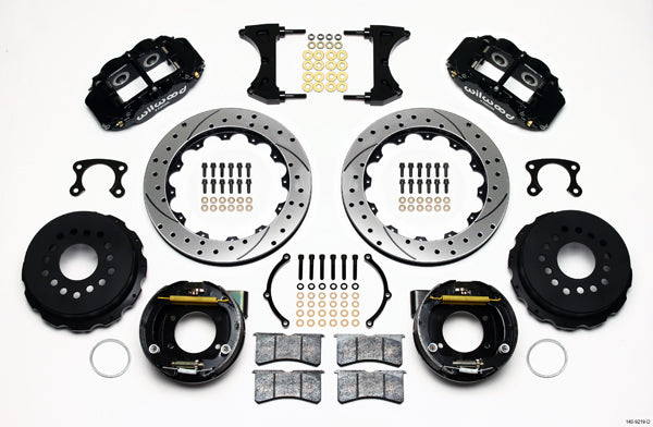 COILOVER SYSTEM,ARMS,CURRIE REAR END,WILWOOD 13" DRILLED BRAKES,BLACK,64-67 GM A