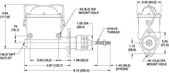 MASTER CYLINDER,ALUMINUM,3/4"