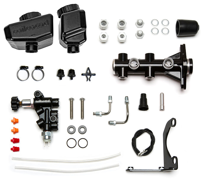 ANGLED TANDEM REMOTE MASTER CYLINDER & VALVE SET,1 1/8",BLACK