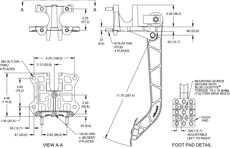 BRAKE PEDAL ASSEMBLY,REVERSE SWING,BALANCE BAR,6.25:1,DUAL M/C,7/8" & 1"