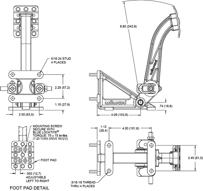 BRAKE PEDAL ASSEMBLY,FLOOR,WITH BALANCE BAR,6:1,SHORT