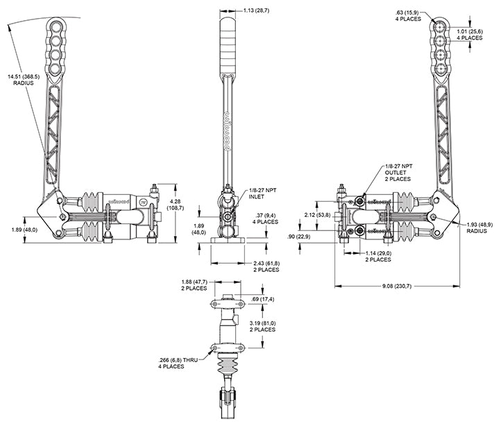 HAND BRAKE ASSEMBLY,INLINE DUAL,11:1