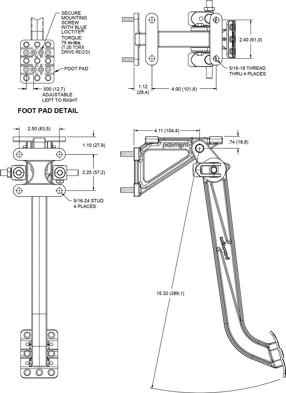BRAKE PEDAL ASSEMBLY,SWING,BALANCE BAR,10:1,DUAL M/C,7/8" & 1"