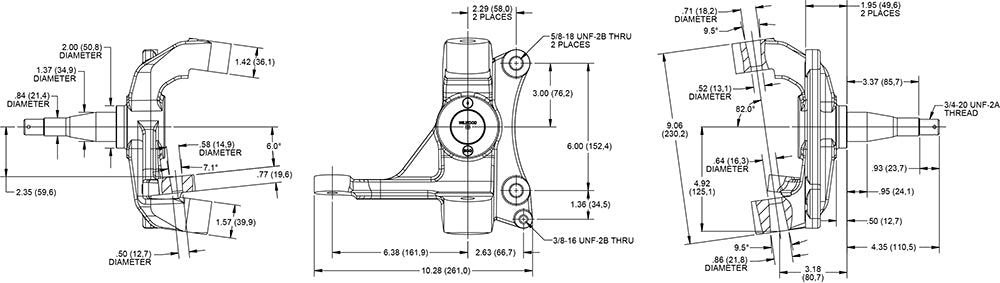PRO SPINDLE PAIR,63-70 C10,2.5" DROP,STEEL