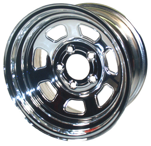 LW STEEL WHEEL,CHROME,SPORTSMAN SERIES,15X8,5X4.5,4" BACKSPACING