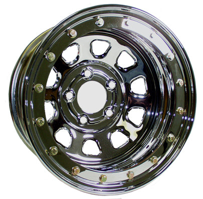 STEEL WHEEL,CHROME,DAYTONA SERIES,15X8,5X4.5,BEADLOCK,3" BACKSPACING