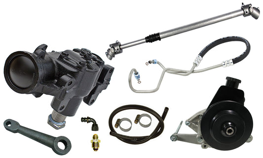 JEEP POWER STEERING KIT,BOX,PUMP,SHAFT,V8 BRACKET,72-75,DOUBLE PULLEY FOR SMOG