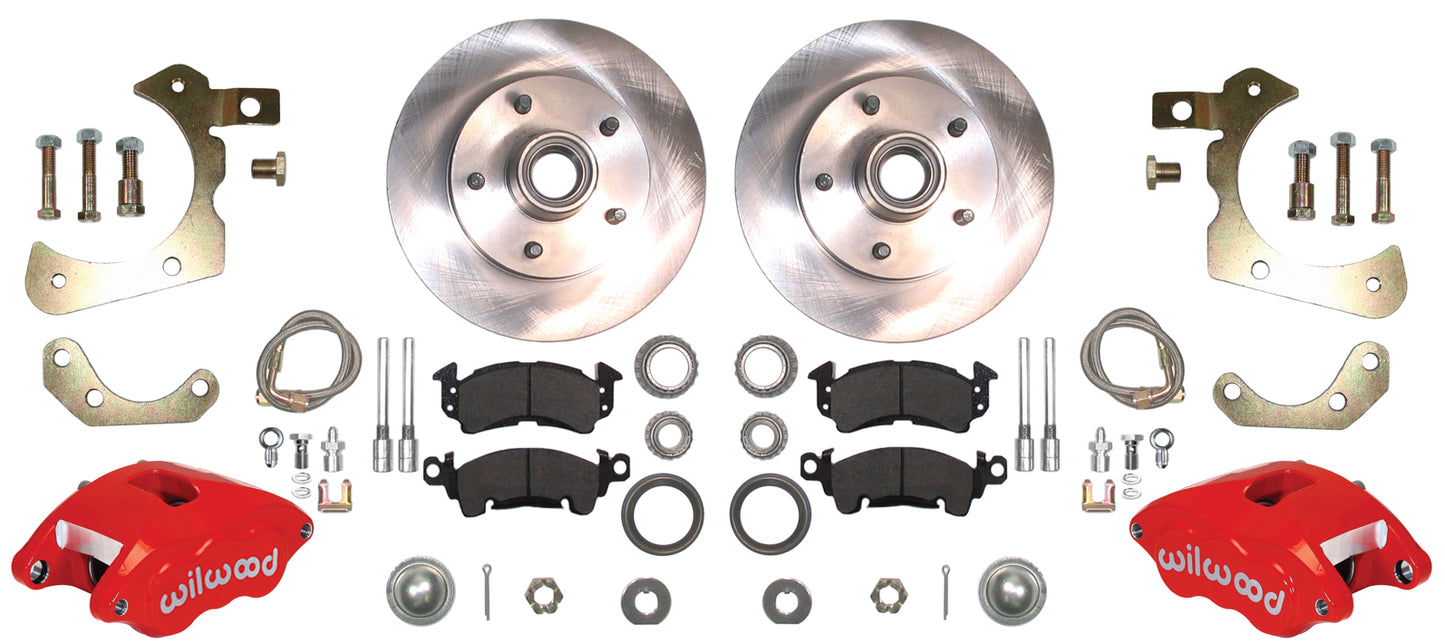 59-64 CHEVY DISC BRAKE CONVERSION KIT,11" ROTORS,D52 RED WILWOOD CALIPERS