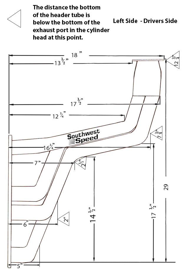 HEADER,SBC,1 5/8",1935-1948 FAT FENDERWELL,2 1/2",POLISHED STAINLESS STEEL