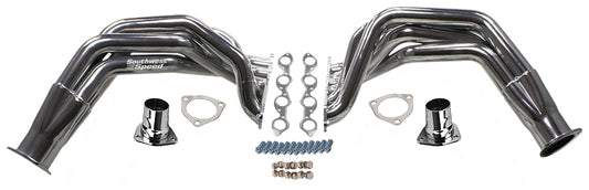 HEADER,BBC,2",55-57 CHEVY,FENDERWELL,3 1/2",POLISHED STAINLESS STEEL