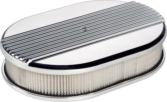 AIR CLEANER,SMALL OVAL,RIBBED,POL