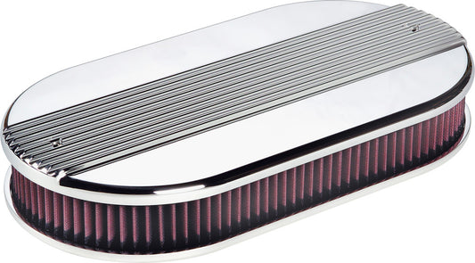 AIR CLEANER,LARGE OVAL,RIBBED,POL,DUAL QUAD