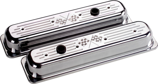 VALVE COVERS,SBCCB,CROSS FLAGS,SHORT,POLISHED