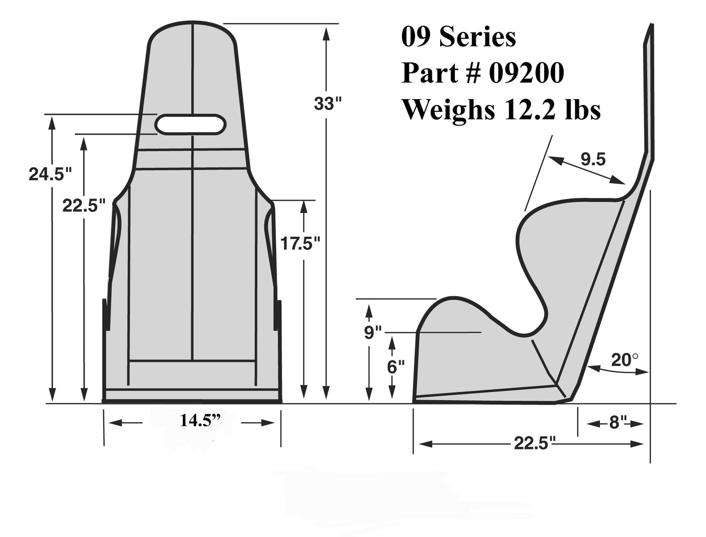 SEAT ONLY,LAYBACK,14 1/2"