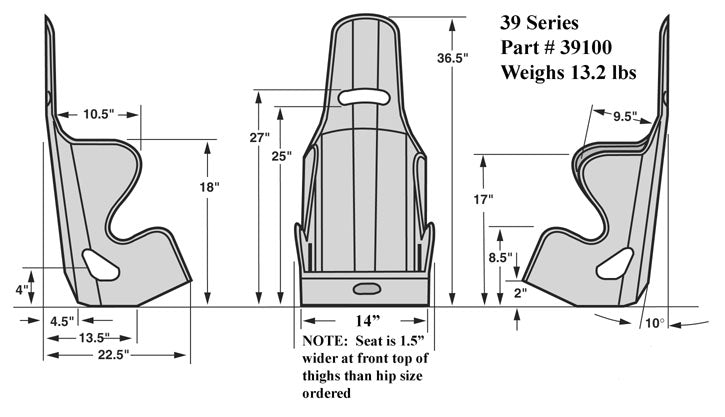 SEAT ONLY,UPRIGHT,10 DEGREE,14"