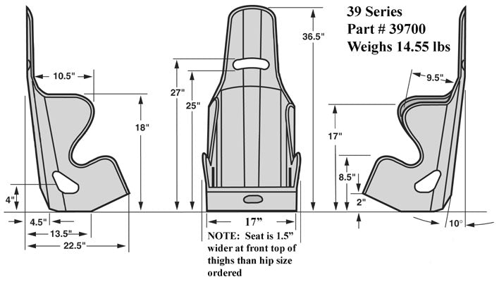SEAT ONLY,UPRIGHT,10 DEGREE,17"