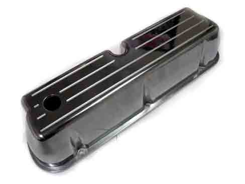 VALVE COVERS,TALL,FLAMED ALUM,SBF