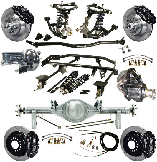 COILOVER & 4-LINK SYSTEM,CURRIE REAR END,WILWOOD 13" BRAKES,BLACK,67-69 GM F