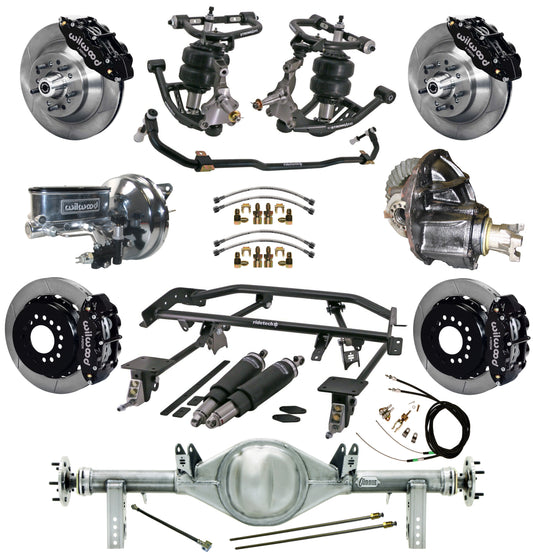 AIR RIDE & 4-LINK SYSTEM,CURRIE REAR END,WILWOOD 13" BRAKES,BLACK,67-69 GM F